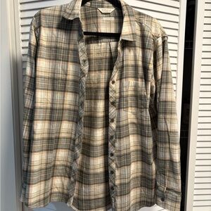 Weatherproof Beige and Gray Plaid Shirt